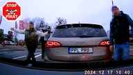 Agresywne zachowanie duetu z Audi - hamowanie, wyjście z auta, podniesiona wycieraczka.  STOP PIRAT