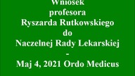 Wniosek profesora Ryszarda Rutkowskiego do Naczelnej Rady Lekarskiej