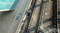 Parkour na peronie