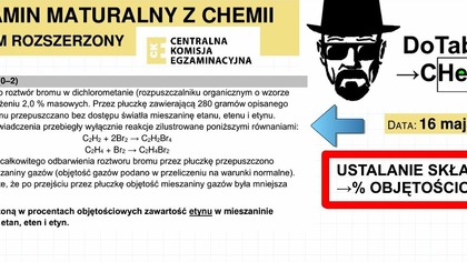 Przygotowano roztwór bromu w dichlorometanie o stężeniu 2,0 % masowych... ZADANIE 23 CKE 2022 MAJ.