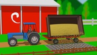 Tractor with Trailer and Combine Harvester on tracks | Animated Farming & Farmers vehicles