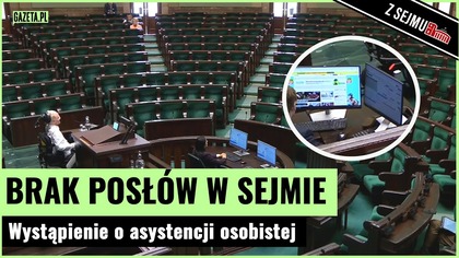 Sala sejmowa pusta! Krasoń mówił o przełomowym projekcie, pracownik Sejmu przeglądał wiadomości