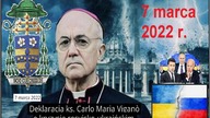 Oświadczenie Abp Carlo Marii Vigano w sprawie kryzysu Rosyjsko - Ukraińskiego.  7 Marzec 2022.  - Le