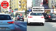 Agresywny kierowca szarpie rowerzystę za nieustąpienie pierwszeństwa.  STOP PIRAT
