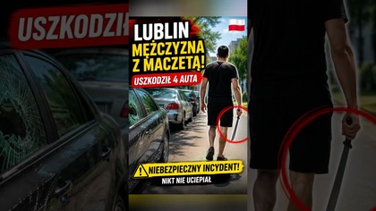 Lublin: mężczyzna z maczetą uszkodził 4 auta.  Nikt nie ucierpiał.  #Lublin #Shorts