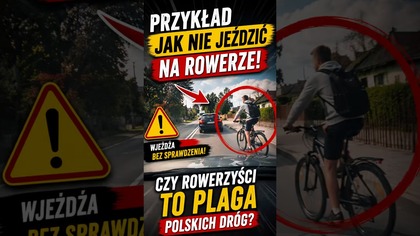 Chwila nieuwagi i bardzo ryzykowny wjazd rowerzysty na drogę  #polskiedrogi #rower #dashcam