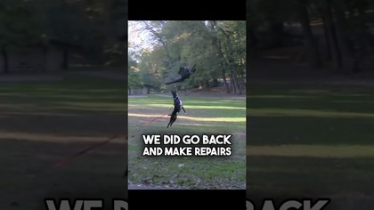 That time a dog jumped up and snag our Grim Reaper out of the sky Behind the scenes.  #halloween
