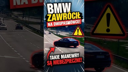 BMW zawróciło na dwupasmówce.  Takich manewrów lepiej nie powielać!  #polscykierowcy #bmw #drogi