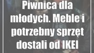 Piwnica dla młodych.  Meble i potrzebny sprzęt dostali od IKEI