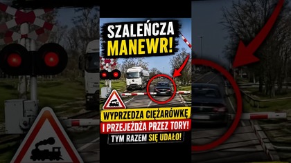 Szlaban się zamykał, ale kierowca i tak postanowił zaryzykować.   #kolej #droga #shorts