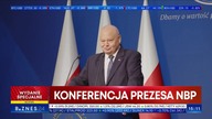 Biznes 24 - Wpadka podczas konferencji prasowej prezesa NBP prof.  Adama Glapińskiego (05. 10. 2023)