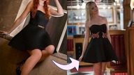 DIY czarna sukienka z naszywkami różami