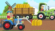 Picking Up Straw Bales | Work on a field - Tractor tracteur trekker Story | Bele Słomy - Traktory