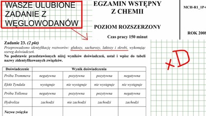 ZADANIE 23 AM 2008 EGZAMIN WSTEPNY.  CUKRY: TABELKA TOLLENS, TROMMER, TYNDALL, HYDROLIZA