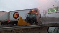 1 18 15 NJ Turnpike I-95 Crash - Black Ice - Trailer flip