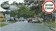 Pirat w Audi wyprzeda na przejściu, taranuje znak #1158 Wasze Filmy