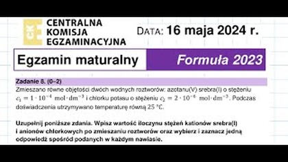 Zadanie 8 CKE 2024 MAJ iloczyn rozpuszczalności czy wytrąci się osad.