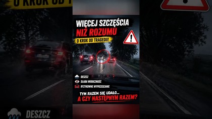 Deszcz i ryzykowny manewr.  Tym razem się udało  #polskiedrogi #dashcam #kierowcy