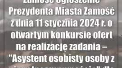 Zamość: Ogłoszenie Prezydenta Miasta Zamość z dnia 11 stycznia 2024 r.  o otwartym...