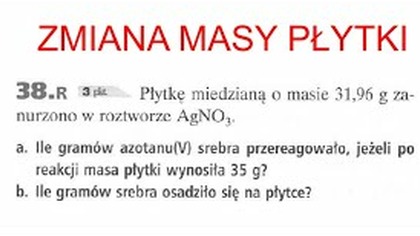 ZMIANA MASY PŁYTKI 38R PERSONA WSIP.  PŁYTKĘ MIEDZIANĄ O MASIE 31. 96g ZANURZONO W #chemia #chemistry