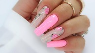 Pink neon flowers Roses nails art tutorial / Gabrielle Nails Charbonne