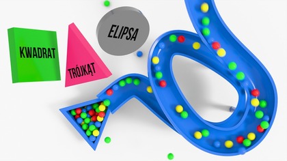 Kształty z kolorowymi piłkami na zjeżdżalni