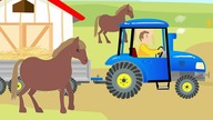 Tractor and agricultural vehicles - Tractor & Hay Delivery for Horses - cartoon animation for KINDER