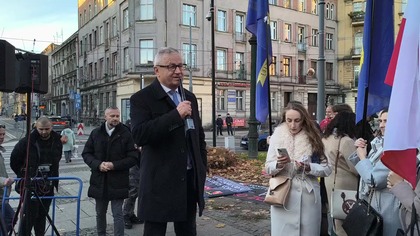 Włodzimierz Skalik 4 listopada w Katowicach na proteście w obronie polskiego przemysłu