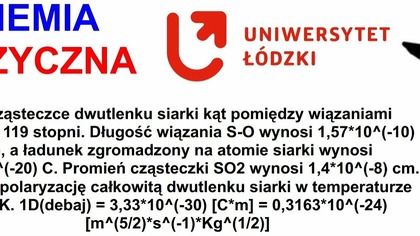 W cząsteczce dwutlenku siarki kąt pomiędzy wiązaniami wynosi 119 stopni.  CHEMIA FIZYCZNA #chemistry