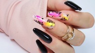neon blob & panter print nails art / Elisium Nails