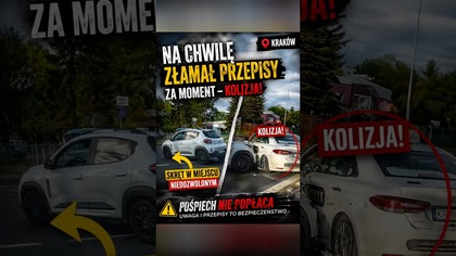 Taxi złamało przepisy i chwilę później doszło do kolizji  #kraków #dashcam