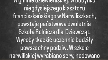 Dziewieniszki - Narwiliszki.  Szkoła Rolnicza dla Dziewcząt.  Norviliškės. Mergaičių emės ūkio mokykla