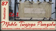 Stolik kawowy z szufladą - blat z drewna egzotycznego zebrano i jesionu