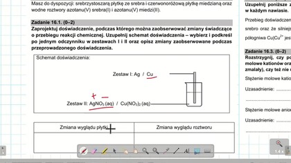 Masz do dyspozycji: srebrzystoszarą płytkę ze srebra i czerwonor&oacute;żową płytkę miedzianą oraz wodne roztwory Zadanie 16 cke 2021 marzec