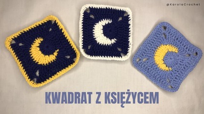 CROCHET SQUARE TUTORIAL STEP BY STEP, KWADRAT NA SZYDEŁKU KSIĘŻYC KROK PO KROKU #528