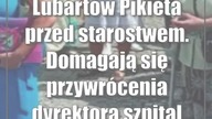 Lubartów: Pikieta przed starostwem.  Domagają się przywrócenia dyrektora szpitala
