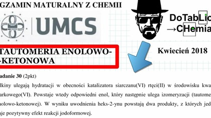 Alkiny ulegają hydratacji w obecności katalizatora siarczanu(VI) rtęci(II) w środowisku ZADANIE 30 UMCS 2018 