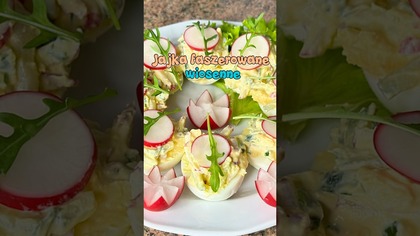 Wiosenne jajka faszerowane z ogórkiem i rzodkiewką #shorts #jajka #przekąska #wielkanoc #impreza