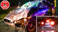 Jaguar dachuje podczas policyjnego pościgu w Skierniewicach.  STOP PIRAT