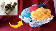 Fantastyczny recykling!Ażurowy, dekoracyjny koszyk, patera z rolek po papierze toaletowym DIY