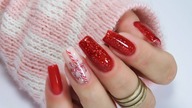 christmas red nails art / EZEBRA