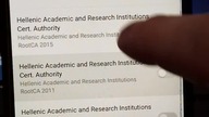 02 UWAGA FAŁSZYWY CERTYFIKAT W TELEFONIE HELLENIC ACADEMIC AND RESEARCH INSTYTUTIONS Cert.  Authorit