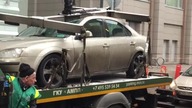 Zniszczone auto podczas odholowywania