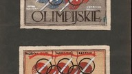 2 projekty reklam z lat 30. XX w. Gilzy olimpijskie autorstwa J. Wronowskiego