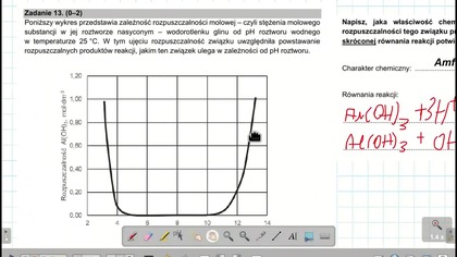 Napisz w formie jonowej skr&oacute;conej r&oacute;wnania reakcji potwierdzające charakter chemiczny wodorotlenku glinu.. ZADANIE 13 CKE 2021 MARZEC AM