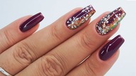 Deep violet and snowflakes nails art tutorial / Charbonne