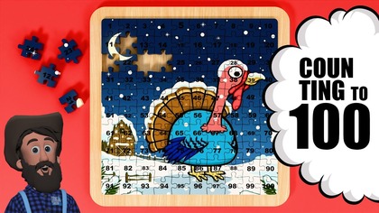 Counting up to 100 with Turkey puzzles for kids