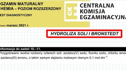 ZADANIE 10 i 11 CKE 2021 MARZEC HYDROLIZA I pH BRONSTEDT.  #chemia #chemistry