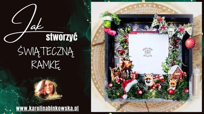 Świąteczna ramka z digi papierów i światełkami | Home Decor DIY | Scrapbooking