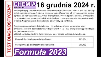 Entalpię spalania butan-1-olu można wyznaczyć doświadczalnie.. ZADANIE 11 CKE 2024 GRUDZIEŃ | MATURA